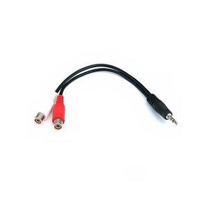 6-inch Standard 3.5mm Stereo Plug to RCA Female Cable (Black)