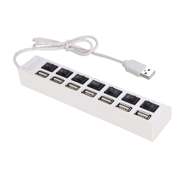 JDL-A7 HUB USB Hub 7 Port USB 2.0 Independent Switch Indicator High Speed Ultra Slim Splitter Hub with USB Cable for Desktop Notebook USB Mouse Scanner Digital Camera U Disk USB Keyboard and more